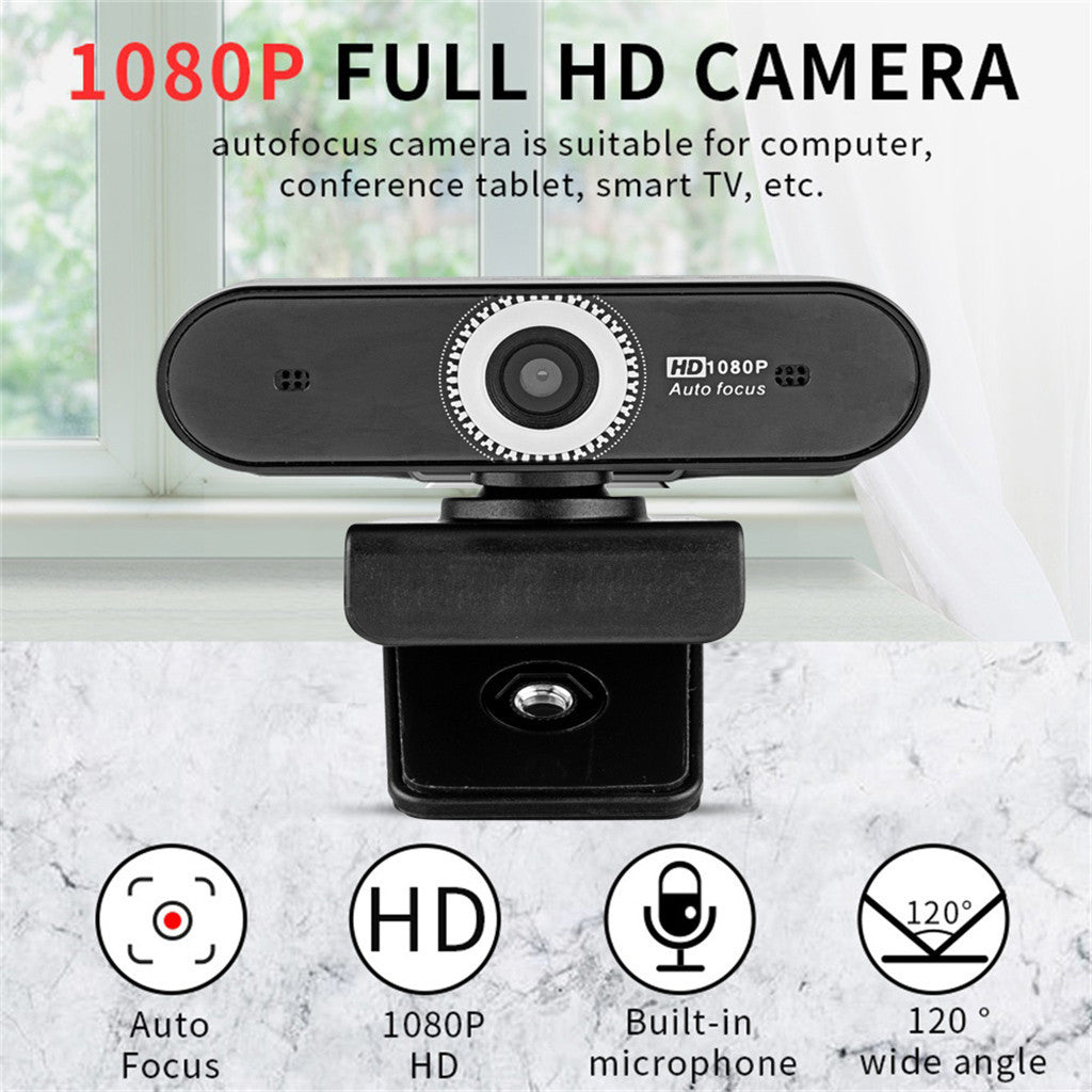 Auto Focus Webcam 1080P Video Camera Microphone Recording Desktop Laptop Webcam