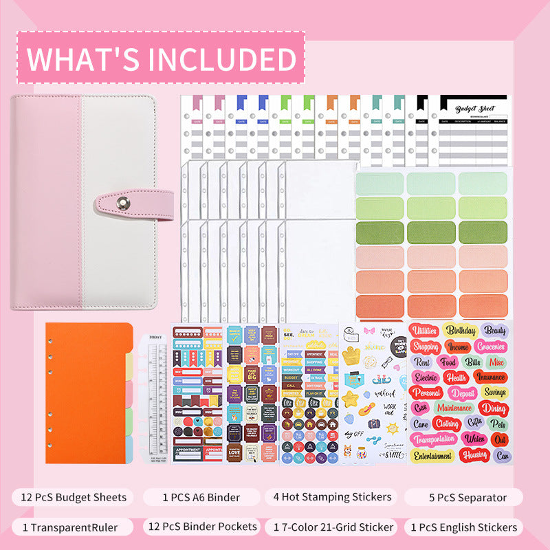 A6 Loose-leaf Binder Zipper Pocket Macaron Notebook